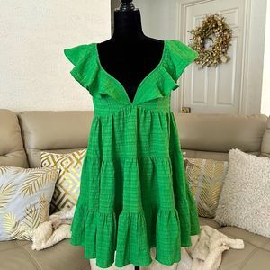 Midi Poplin Green Dress
